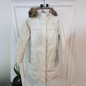 The North Face Women's Off-White Ski Jacket with Faux Fur Hood